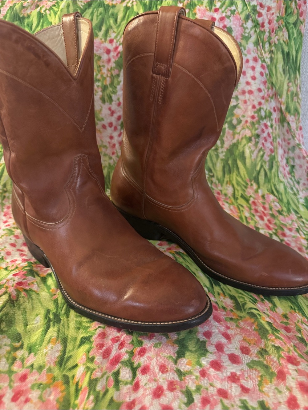Chris Romero Men's Brown Leather Cowboy Boots - Classic Western Style